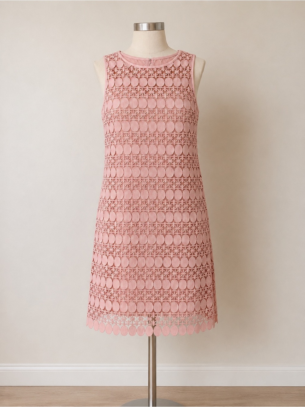 Ralph Lauren Sleeveless Blush Pink Lace Shift Dress